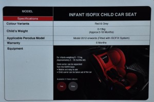 Perodua Gear Up Infant ISOFIX Seat Details 2017