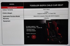 Perodua Gear Up Toddler ISOFIX Seat Details 2017