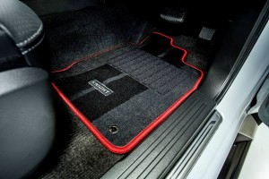 The Mitsubishi Triton Knight comes with Red Stitching Carpet Mats and Scuff Plates